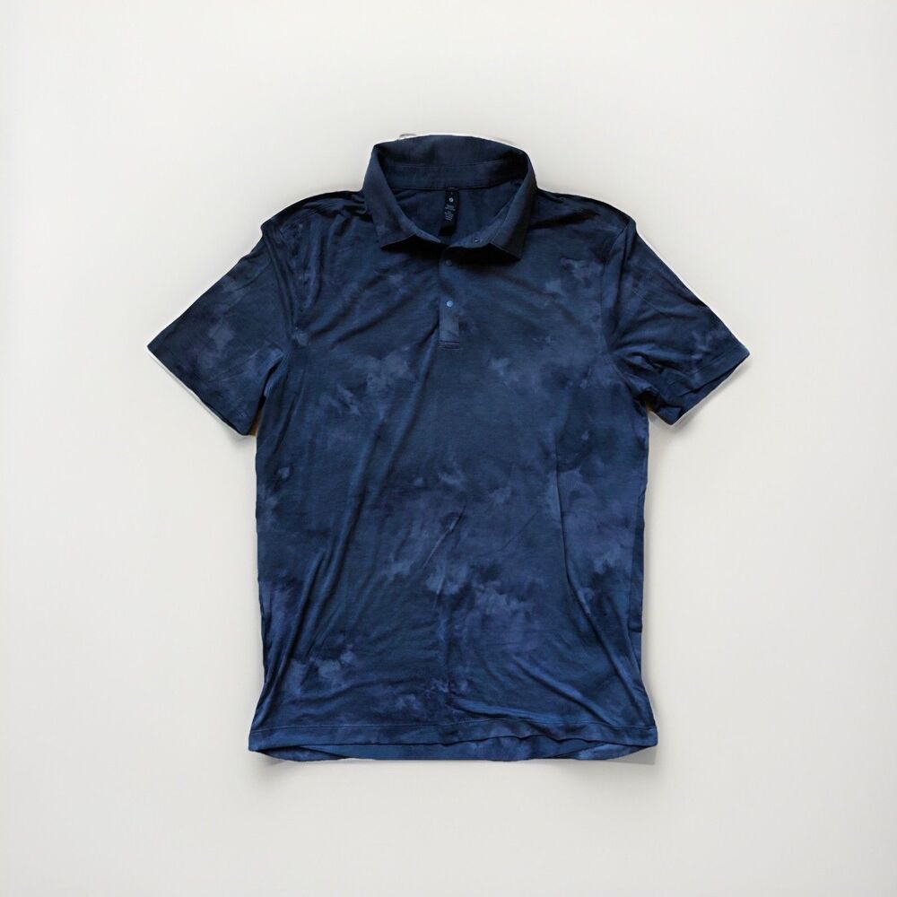 Lululemon Evolution Wash Golf Polo Shirt Mens Large Gray DYAG Tie Dye Activewear